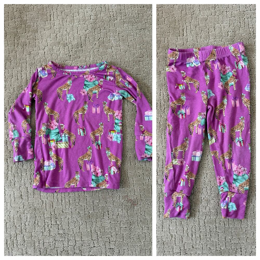 Posh Peanut Keana Leopard Present Bamboo Pajama SET 18-24 months